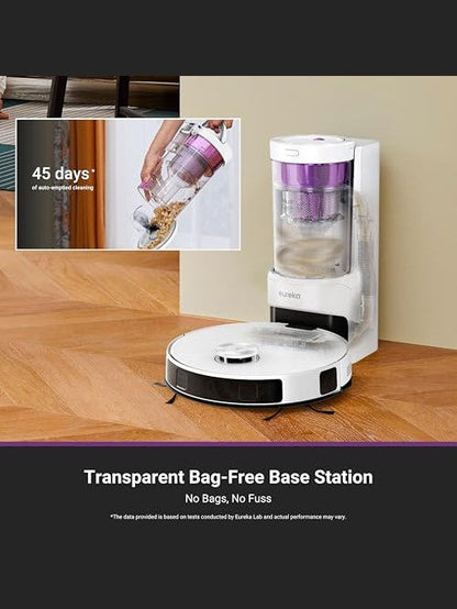 Robot Vacuum and Mop Combo with Self-Emptying Station, 8000Pa Suction, Anti-Tangle Brush, LiDAR Navigation, App Control, 45-Day Capacity