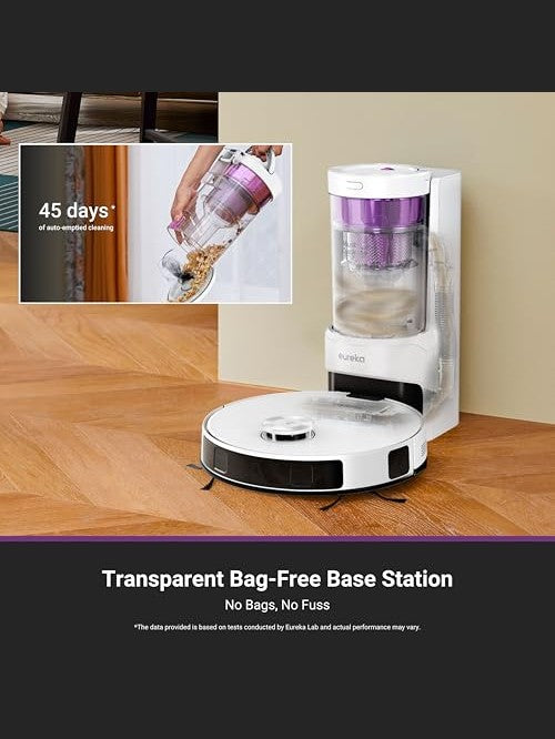 Robot Vacuum and Mop Combo with Self-Emptying Station, 8000Pa Suction, Anti-Tangle Brush, LiDAR Navigation, App Control, 45-Day Capacity