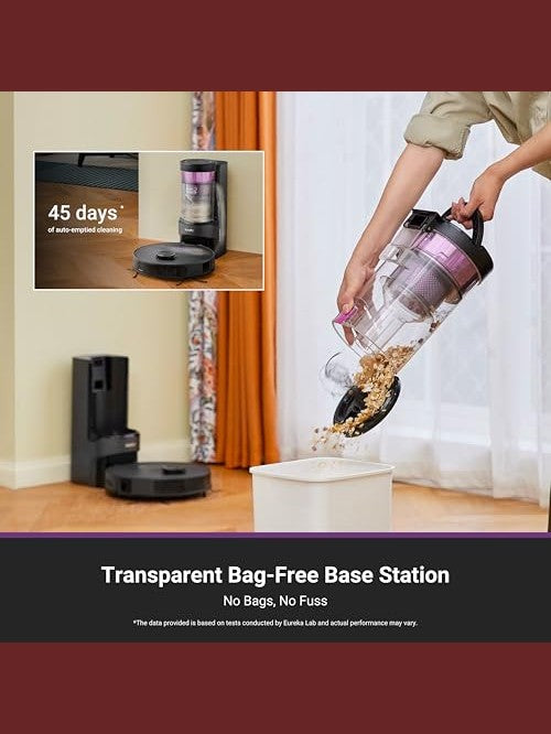 Robot Vacuum and Mop Combo with Self-Emptying Station, 8000Pa Suction, Anti-Tangle Brush, LiDAR Navigation, App Control, 45-Day Capacity