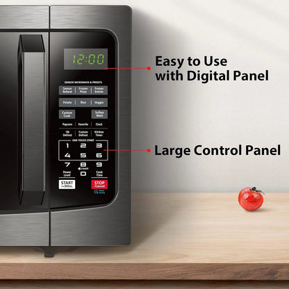 Countertop Microwave Oven 1.2 Cu Ft with Smart Sensor 1100W Black