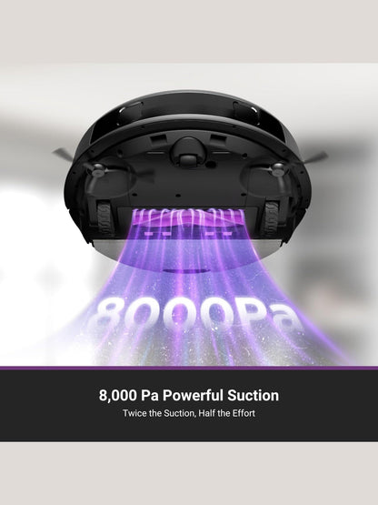 Robot Vacuum and Mop Combo with Self-Emptying Station, 8000Pa Suction, Anti-Tangle Brush, LiDAR Navigation, App Control, 45-Day Capacity