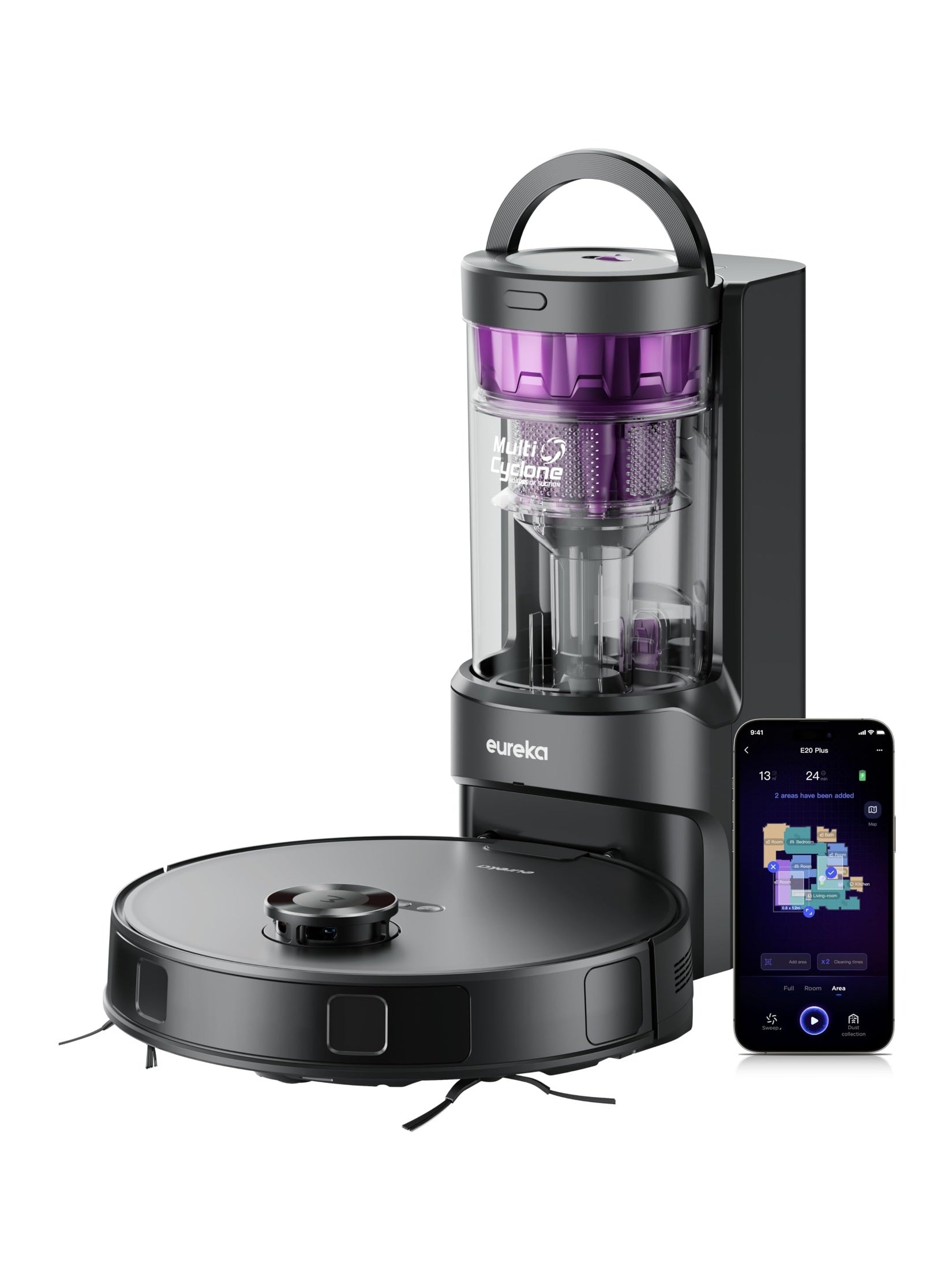 Robot Vacuum and Mop Combo with Self-Emptying Station, 8000Pa Suction, Anti-Tangle Brush, LiDAR Navigation, App Control, 45-Day Capacity