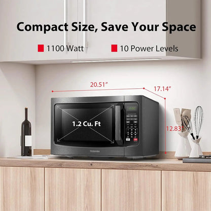 Countertop Microwave Oven 1.2 Cu Ft with Smart Sensor 1100W Black