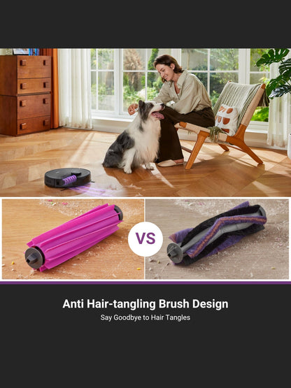 Robot Vacuum and Mop Combo with Self-Emptying Station, 8000Pa Suction, Anti-Tangle Brush, LiDAR Navigation, App Control, 45-Day Capacity