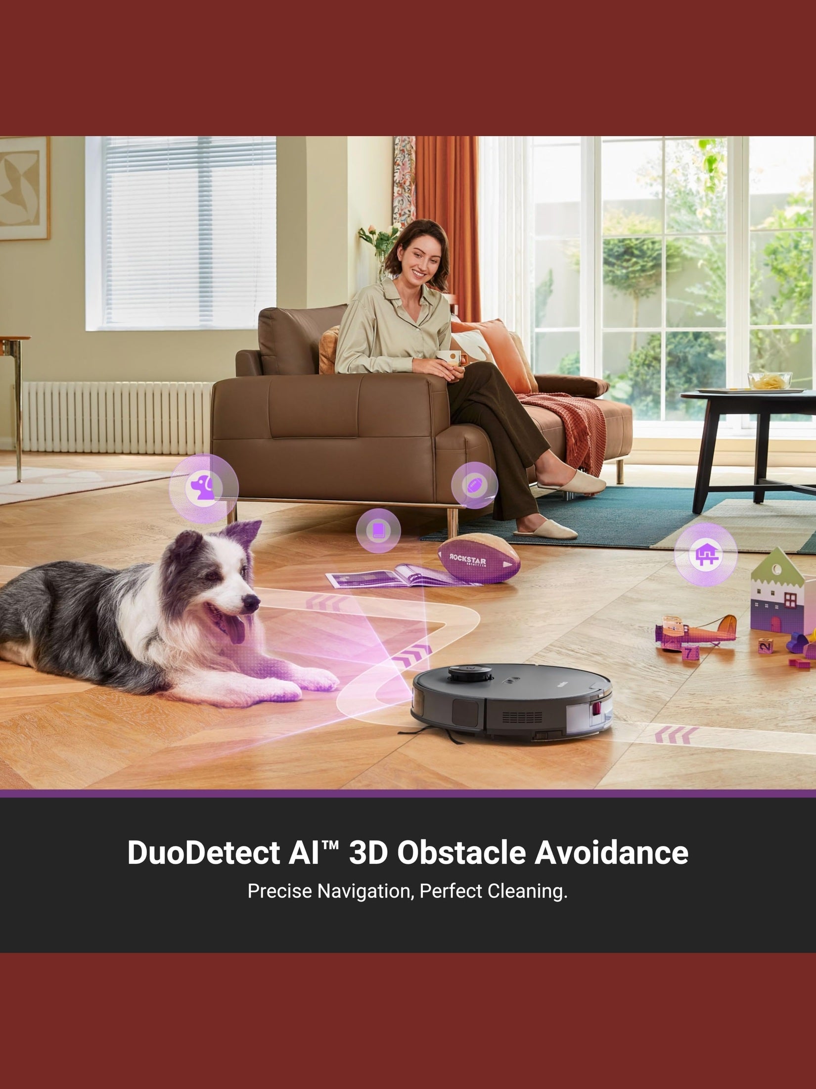 Robot Vacuum and Mop Combo with Self-Emptying Station, 8000Pa Suction, Anti-Tangle Brush, LiDAR Navigation, App Control, 45-Day Capacity